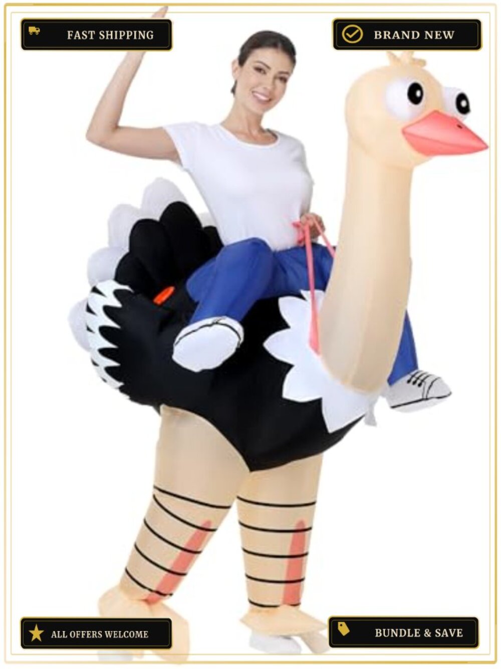 Inflatable Ostrich Costume Adult Blow-Up Halloween Cosplay Party Suit